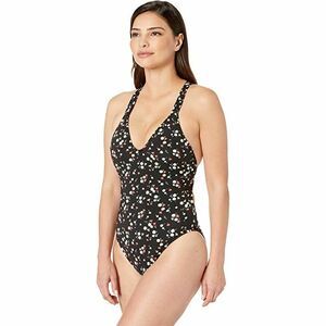 Polo Ralph Lauren Ditsy Floral  Plunge Crossback One Piece Swimsuit sz S Black